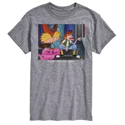 Мужская футболка Hey Arnold Stoop Kid, серый меланж