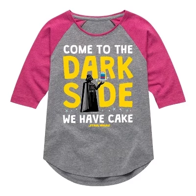 Футболка Come To The Dark Side с длинным рукавом Реглан и графическим принтом athletic heather/цвет фуксии