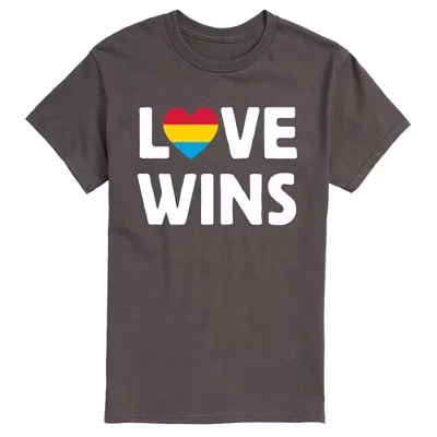 Мужская футболка Love Wins с коротким рукавом и рисунком цвета древесного угля