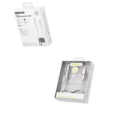 Кабель Emerald 4-в-1 USB-A/USB-C/Lightning 1,83 м, серый