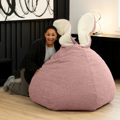 Большое кресло-мешок Raven-Symoné Home HopSeat Bunny овальной формы с розовыми ушками