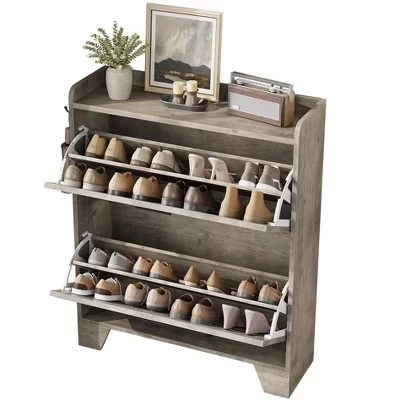 Обувница SunnyFurn с 2 откидными ящиками, серая