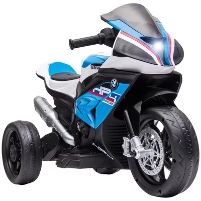 Лицензионный детский электромотоцикл BMW HP4, 3 колеса, 6 В, Мотоцикл на батарейках с музыкой для мальчиков и девочек от 18 до 60 месяцев, синий