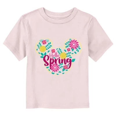 Футболка с логотипом Mickey & Friends Hello Spring Flowers для малышей розового цвета