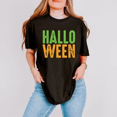 Женская футболка simply sage market с принтом halloween bright, черная