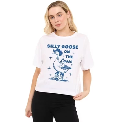 Женская футболка Silly Goose на свободной укороченной футболке свободного кроя белого цвета