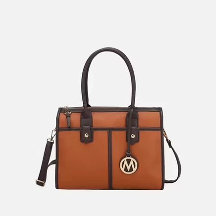 Livia Women's Satchel Bag Vegan Leather by Mia K cognac - chocolate