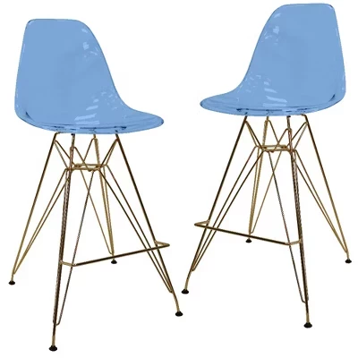 Барные стулья LeisureMod Cresco, 2 шт., синие