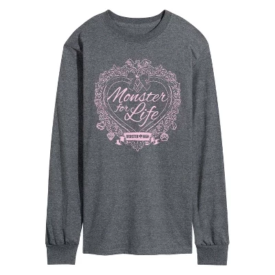 Мужская футболка Monster For Life Coquette с длинным рукавом и графическим рисунком heather charcoal