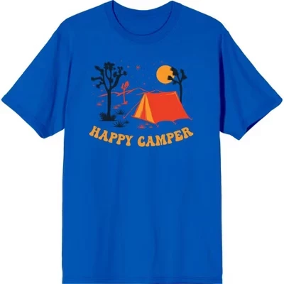 Мужская футболка с круглым вырезом и коротким рукавом Adventure Society Happy Camper синего цвета