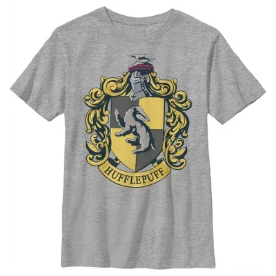 Футболка с золотым гербом Хаффлпаффа для мальчика athletic heather