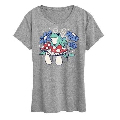 Женская футболка с коротким рукавом и рисунком сказочной лягушки heather grey