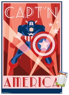 Комиксы Marvel Comics - Капитан Америка - Настенные плакаты без рамы в стиле ар-Деко