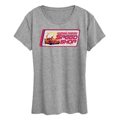 Женская футболка с коротким рукавом и графическим принтом Lightning McQueen Speed Shop