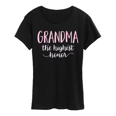 Женская футболка с коротким рукавом и графическим рисунком Grandma The Highest Honor, черная
