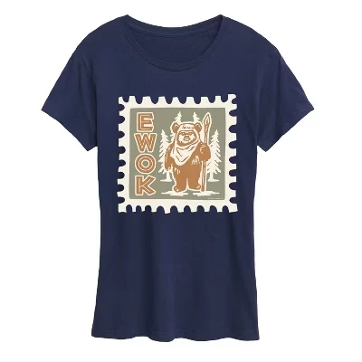 Женская футболка с коротким рукавом и рисунком Ewok Stamp, синяя