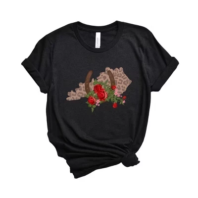 Женская футболка с коротким рукавом Kentucky Horseshoe Roses с графическим рисунком черного цвета