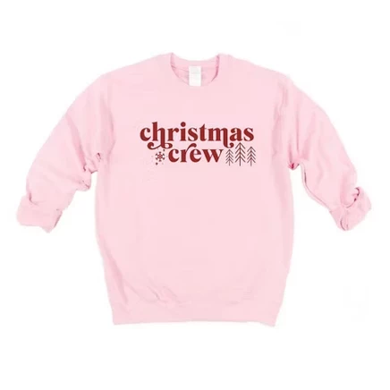 Женская толстовка с рисунком Christmas Crew Snowflake светло-розового цвета