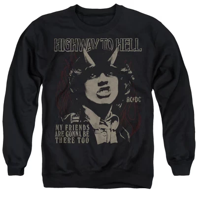 Мужская толстовка ACDC My Friends с круглым вырезом горловины черного цвета