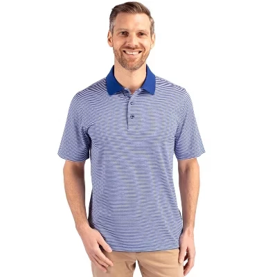 Мужская поло cutter & buck forge tonal stripe, синяя
