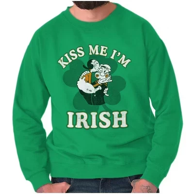 Унисекс свитшот Brisco Brands Popeye Kiss Me Irish, зеленый