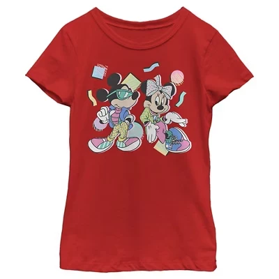 Женская футболка Disney 80-х с Микки и Минни, красная