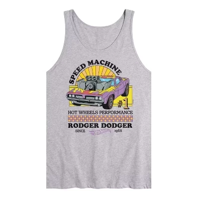 Мужская майка - - Rodger Dodger 70-х годов с графическим принтом Hot Wheel athletic heather