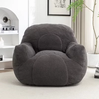 Легко моющееся кресло-мешок Bean Bag, водостойкая плюшевая ткань с ворсистой пеной Memory Foam, толстая спинка и подлокотники
