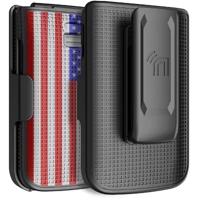 Комбинация для телефона TCL Flip 3 - Жесткий чехол и кобура с зажимом для ремня с флагом США