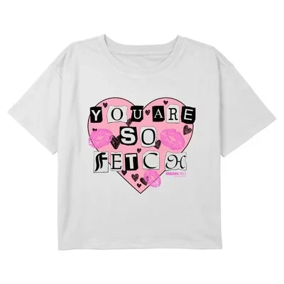 Укороченная футболка с графическим изображением девушки You Are So Fetch белого цвета