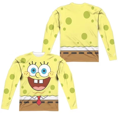 Мужская футболка Spongebob Squarepants с длинными рукавами и изображением лица Гуфи, белая