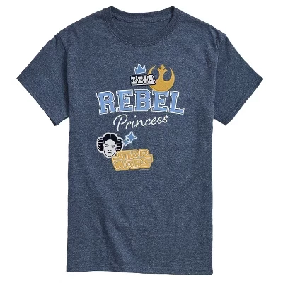 Мужская футболка с искусственными нашивками Rebel Princess с коротким рукавом и графическим рисунком heather blue