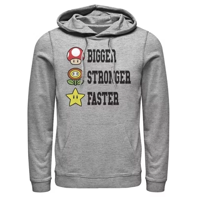 Мужская толстовка Mario Bigger Stronger Faster с капюшоном athletic heather