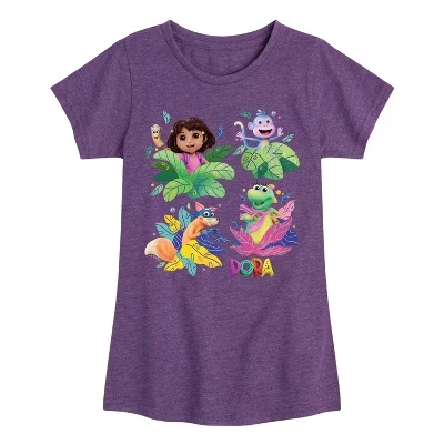 Футболка с короткими рукавами и рисунком для девочек - Dora The Explorer - Swiper, Isa и Boots фиолетового цвета