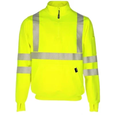 Толстовка RefrigiWear HiVis с застежкой-молнией на четверть дюйма - защитный пуловер повышенной видимости со светоотражающей лентой hi vis lime