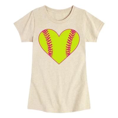Детская футболка Instant Message Heart Softball, приталенная, бежевая