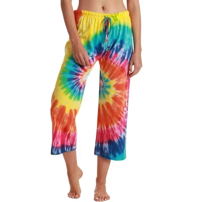 Женские пижамные брюки-капри из 100% хлопка, пижамная одежда tie dye bright swirl