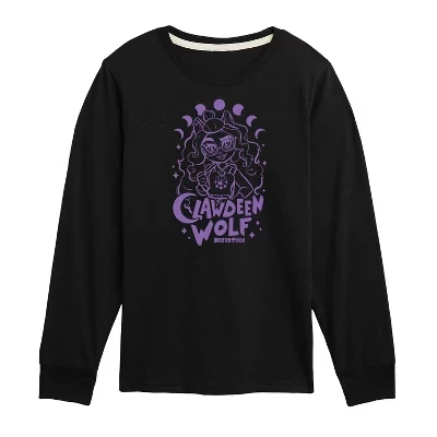 Футболка с длинными рукавами и графическим рисунком Clawdeen Wolf Moon Phases черного цвета