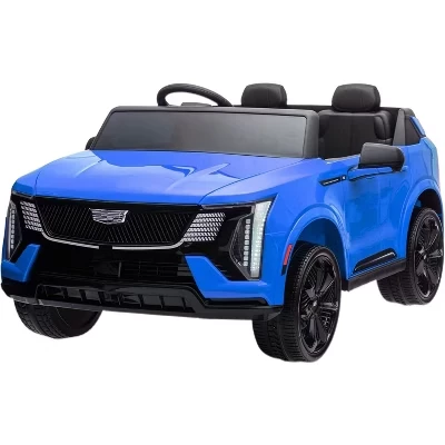 Детский лицензированный автомобиль Cadillac Ride On Truck с напряжением 24 В - 2-местный электромобиль с дистанционным управлением от родителей, плавный старт, для мальчиков и девочек синего цвета