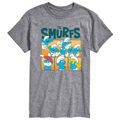 Мужская футболка Smurfs с персонажами, меланжевая