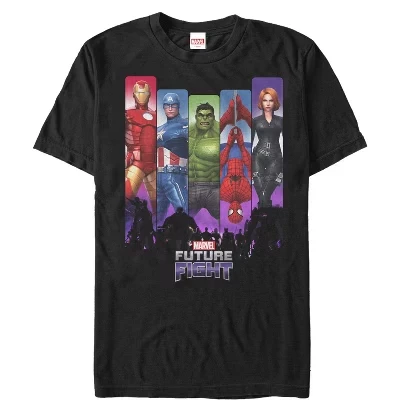 Мужская футболка с радужным панно с персонажем Future Fight Character, черная