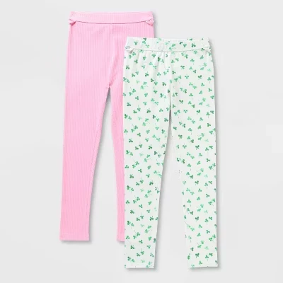 Леггинсы для девочек 2pk Adaptive St. Patrick's Day - ™ Белые/розовые