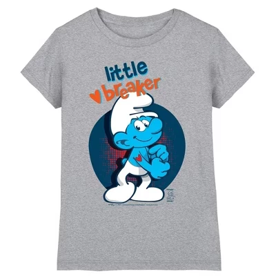 Girl's  Hefty Smurf Little Heart Breaker T-Shirt athletic heather