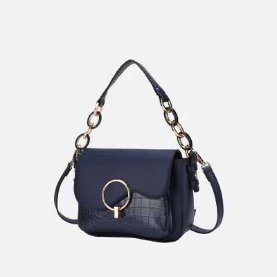 Фантазийная женская сумка через плечо из веганской кожи Croc от Mia K blue