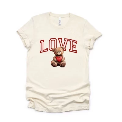 Женская футболка с коротким рукавом Love Bear кремового цвета с рисунком