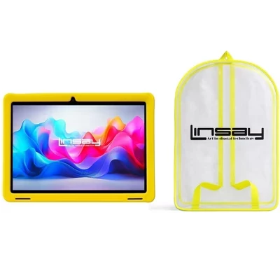 Планшет LINSAY 10.1″ восьмиядерный 128 ГБ Android 15, желтый