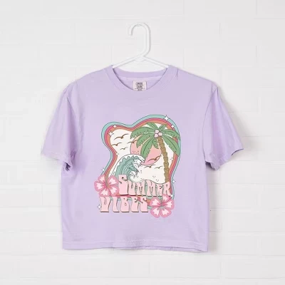 Женская укороченная футболка свободного покроя с коротким рукавом Summer Vibes Flowers орхидея