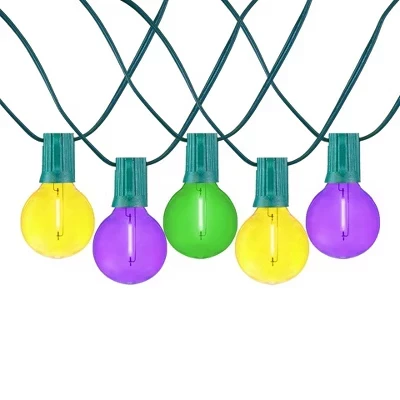 Новые светильники 25 Футов G40 LED Patio String Light, комплект из 25 лампочек, устойчивые к атмосферным воздействиям, небьющиеся сменные лампы-глобусы, многоцветный зеленый провод