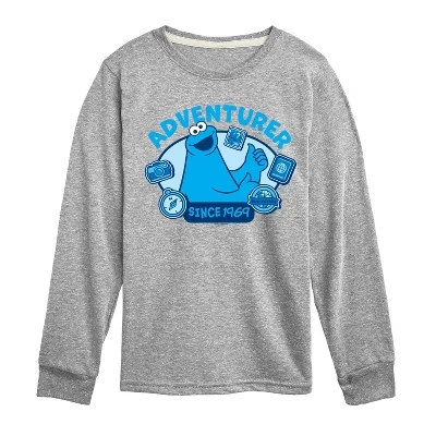 Футболка с длинным рукавом Adventurer Cookie Monster с графическим рисунком athletic heather