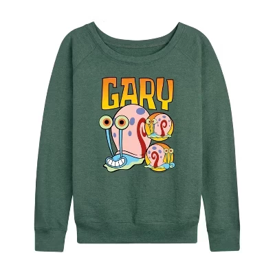 Женская - - Легкая французская махровая рубашка Gary The Snail с широким вырезом и длинным рукавом с графическим рисунком heather juniper